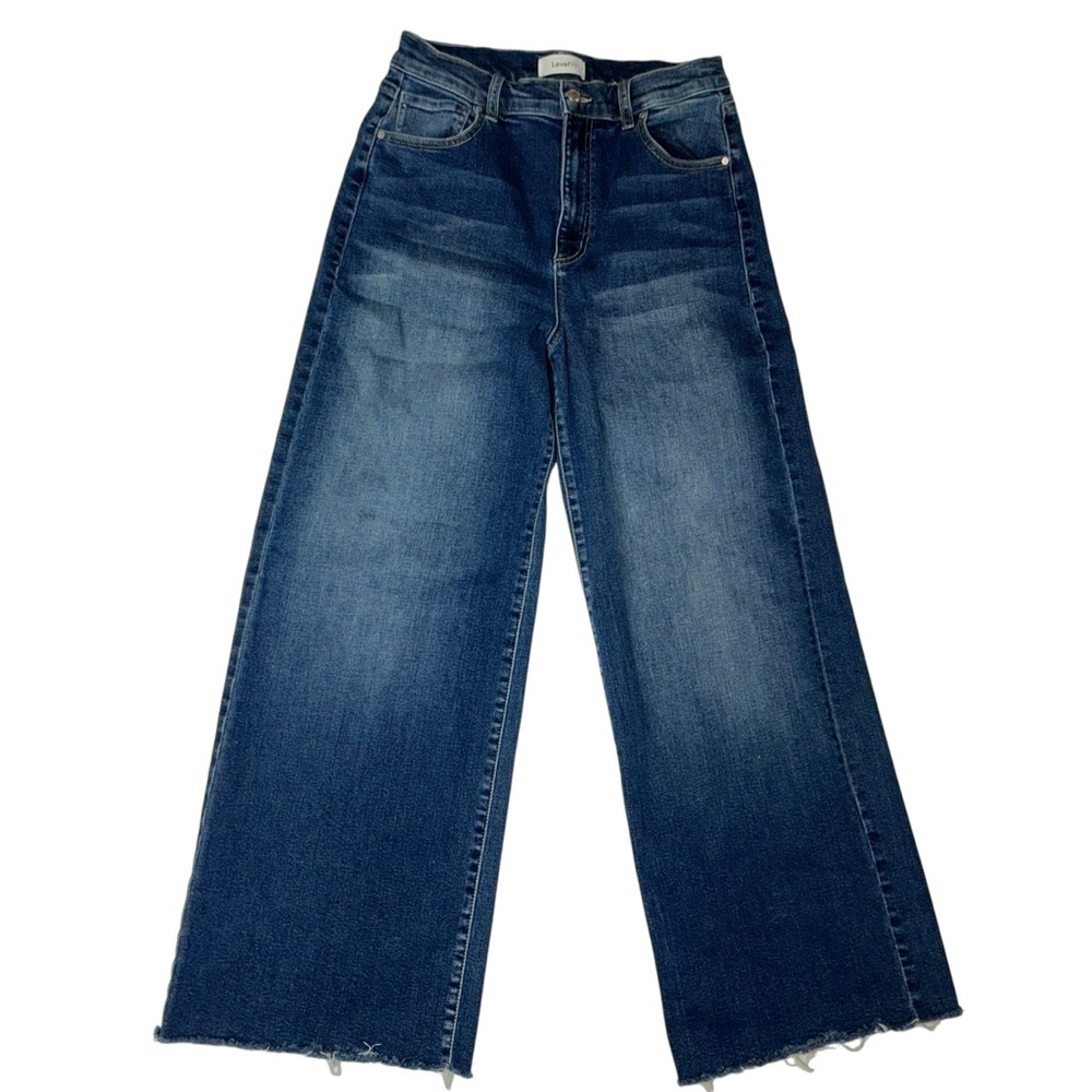 Level 99 High Rise Wide Leg Size 30 Blue raw hem